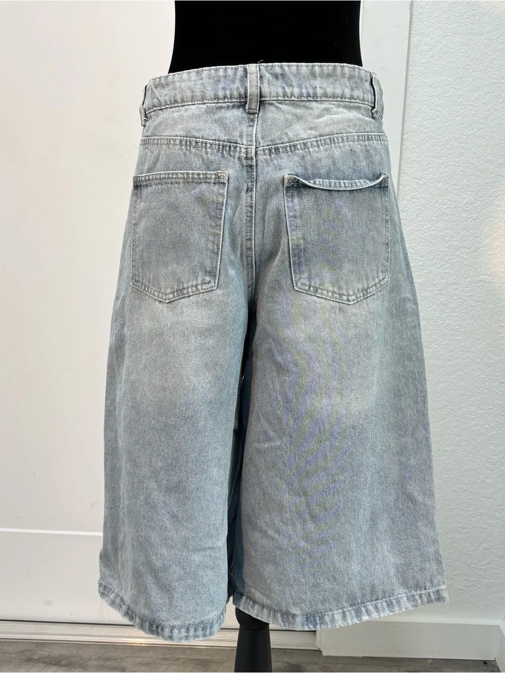 Refuge High Waisted Wide Leg Denim Jorts Faded Black Skater Baggy Shorts S/P Y2K